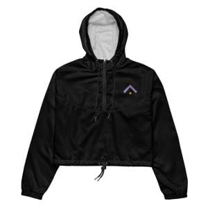Researcher - Advocate Arrow Embroidered Women’s Black Cropped Windbreaker