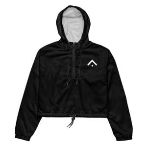 White - Advocate Arrow Embroidered Women’s Black Cropped Windbreaker