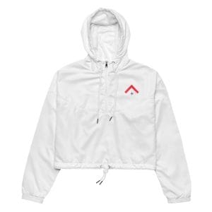 General All - Advocate Arrow Embroidered Women’s White Cropped Windbreaker