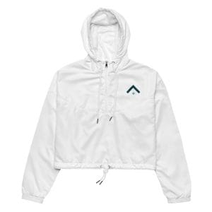 Policymaker - Advocate Arrow Embroidered Women’s White Cropped Windbreaker