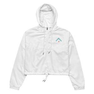 Ally - Advocate Arrow Embroidered Women’s White Cropped Windbreaker