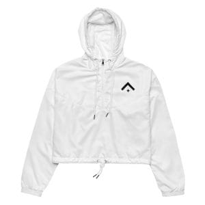 Black - Advocate Arrow Embroidered Women’s White Cropped Windbreaker