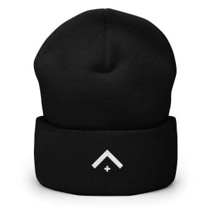 White - Advocate Arrow Embroidered Cuffed Beanie